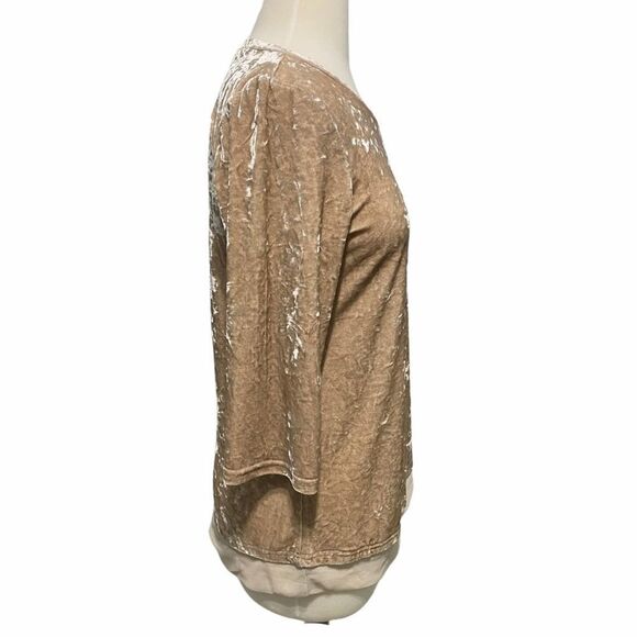 Journey Five Crushed Velvet‎ Illusion Layer Long Sleeve Top Blush Pink Large - Picture 4 of 8